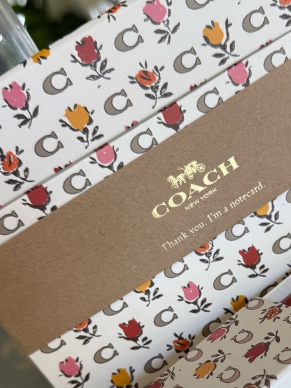 Coach boxed stationary set 16 note cards & 16 envelopes brand new